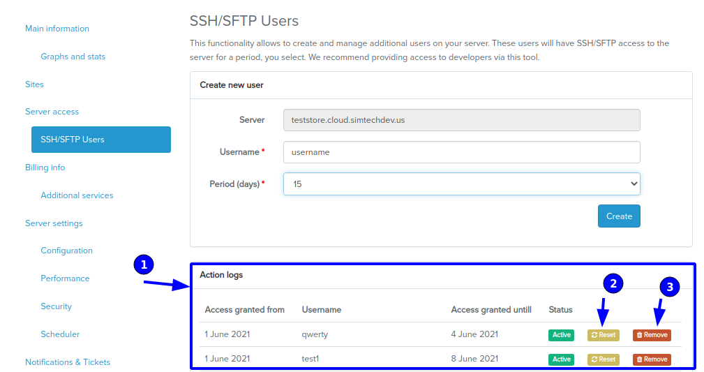 active ssh/sftp users